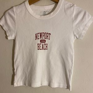 Brandy Melville White Newport Beach Crop Shirt (fits size xs/s)